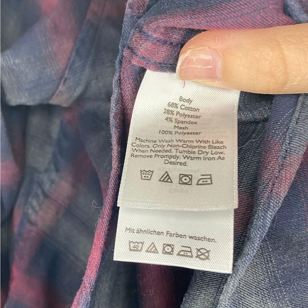 Eddie Bauer Blue Plaid Classic Fit Button Down Cotton Blend Long Sleeve Shirt - Picture 5 of 6